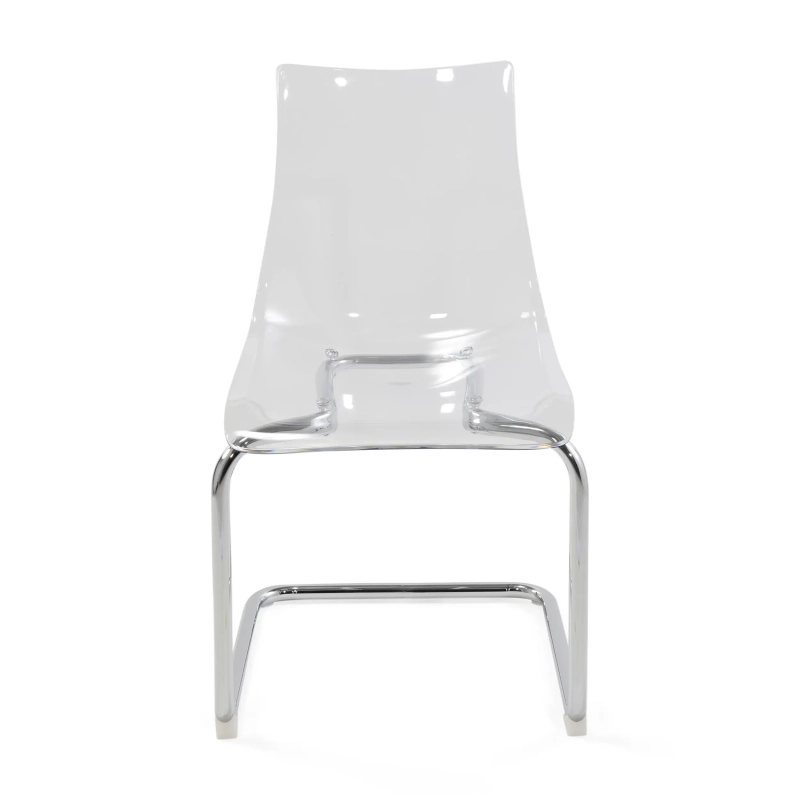 Silla de diseño «Dresden» transparente | Policarbonato y acero cromado