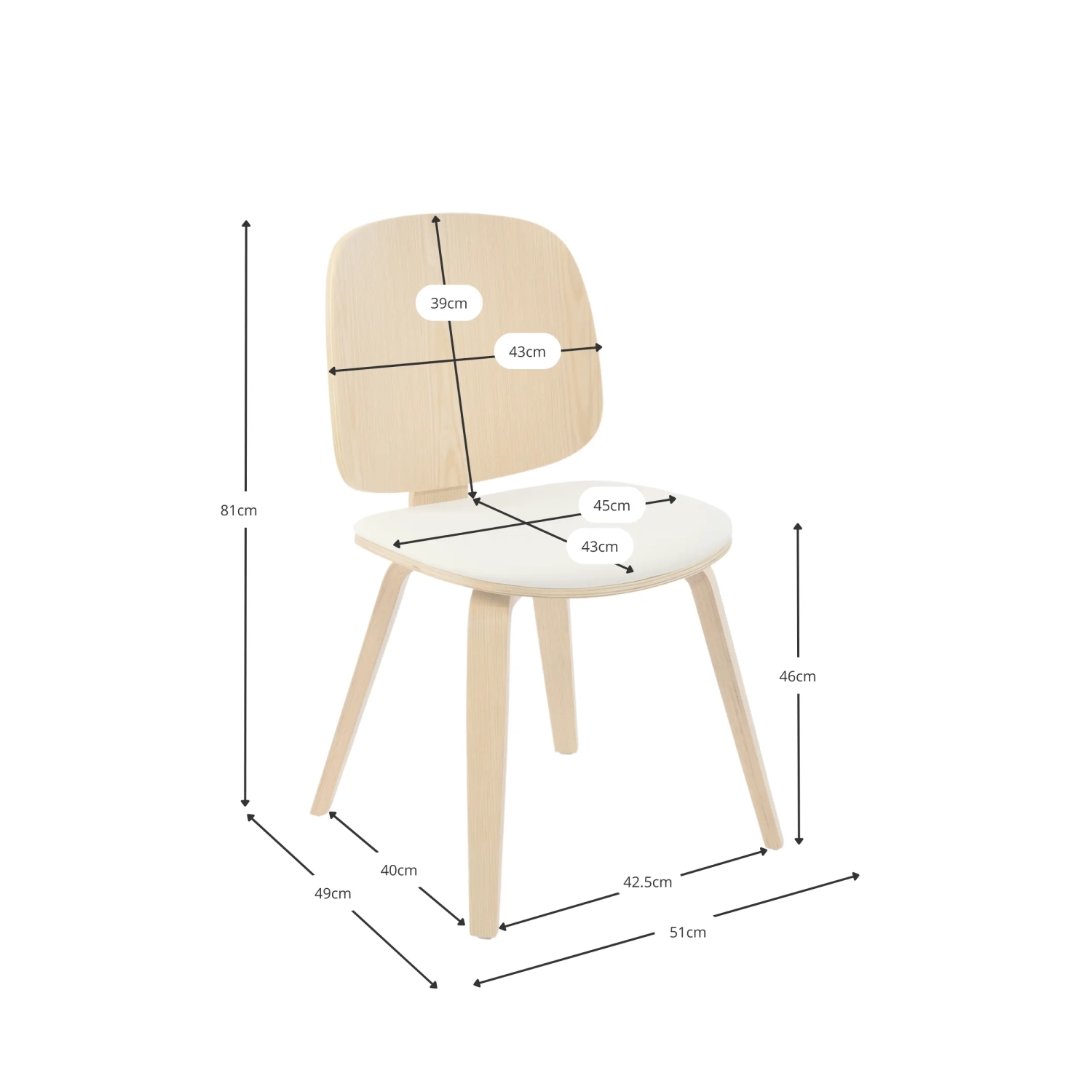 Silla de comedor Hut S de madera de arce | Diseño escandinavo de Nordic
