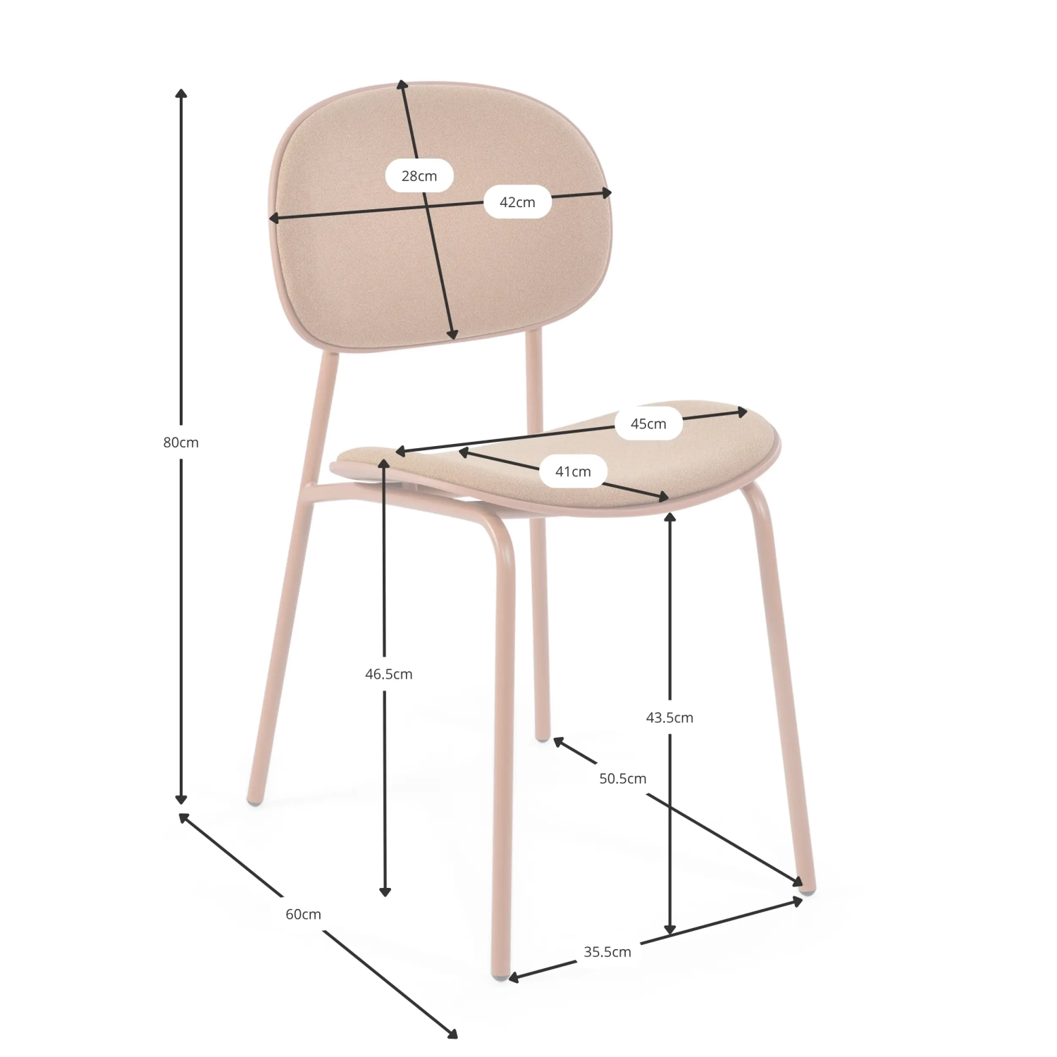Cadeira de jantar ergonómica empilhável Carlotta | Cadeira estofada moderna