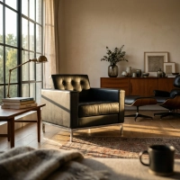 Sofá Venice de una plaza en piel auténtica | Florence Diseño inspirado en Knoll