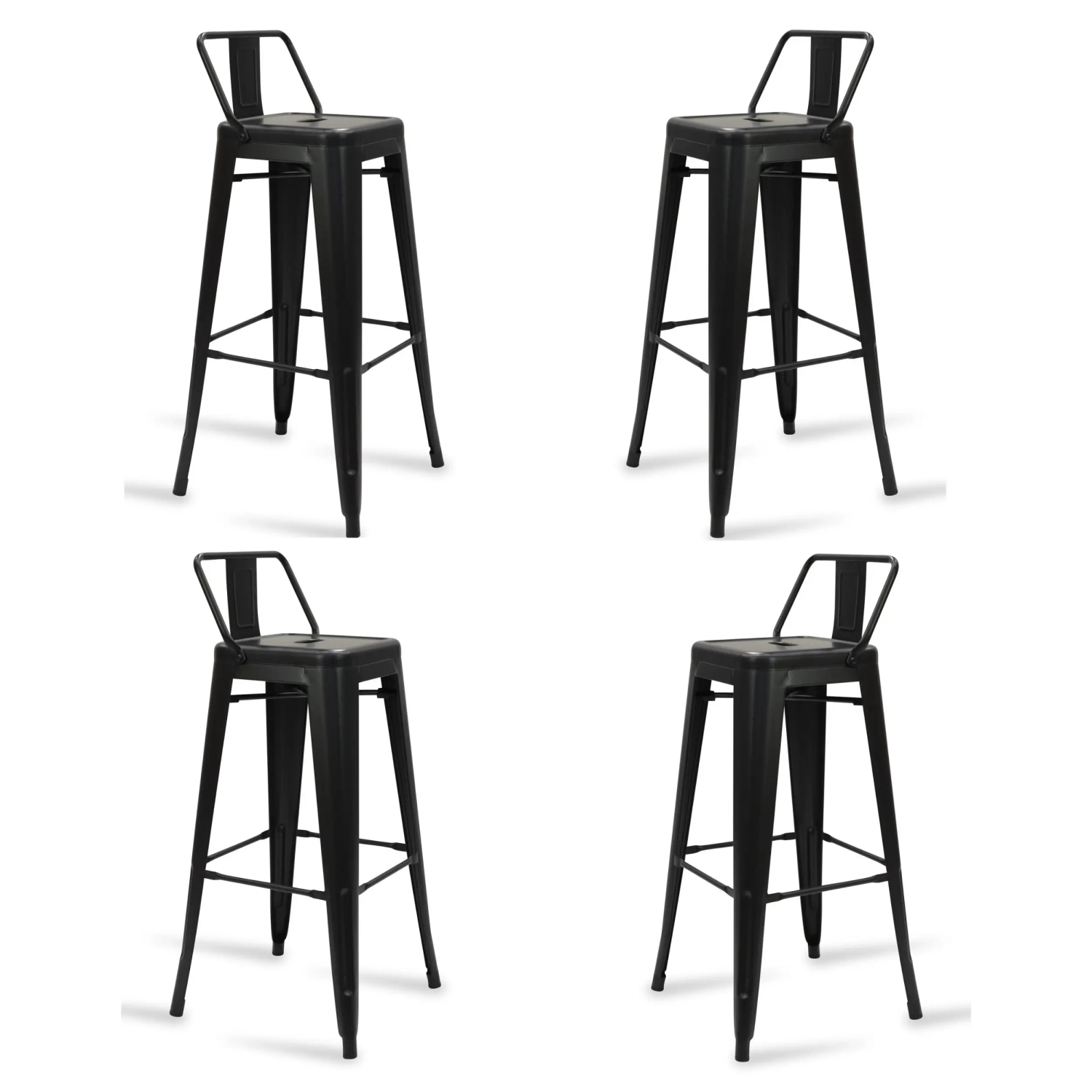 Juego de 4 taburetes de bar industriales « Bistro », de 76 cm de altura - Mueble Design