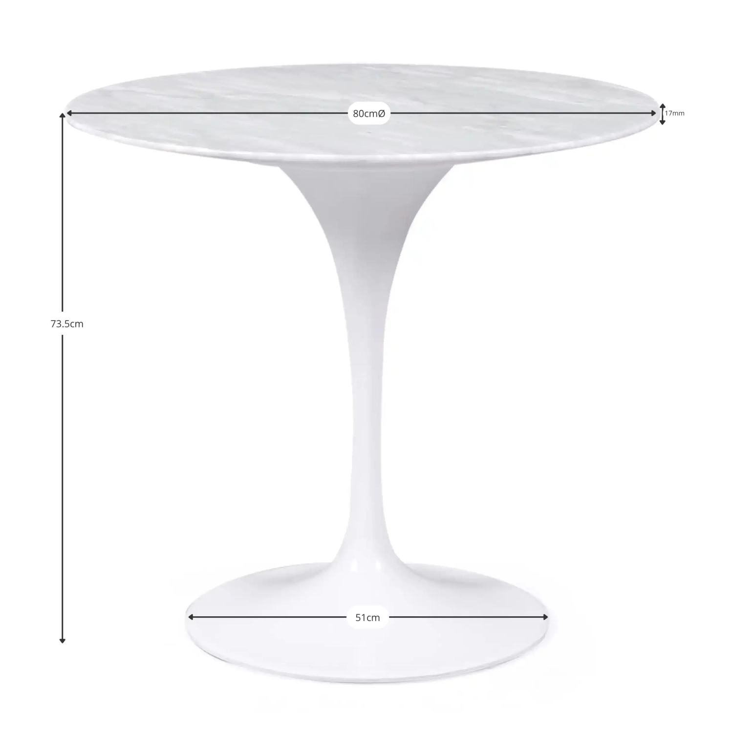 Inspiración Mesa de diseño Tulip 80Ø de Mármol Carrara - Mueble Design