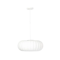 Candeeiro suspenso em tecido branco, Ø 45 cm, com design segmentado Kyoto