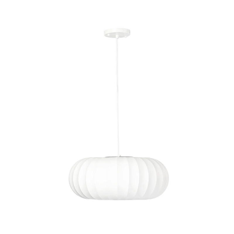 White Fabric Pendant Light Ø45 cm with Segmented Design Kyoto