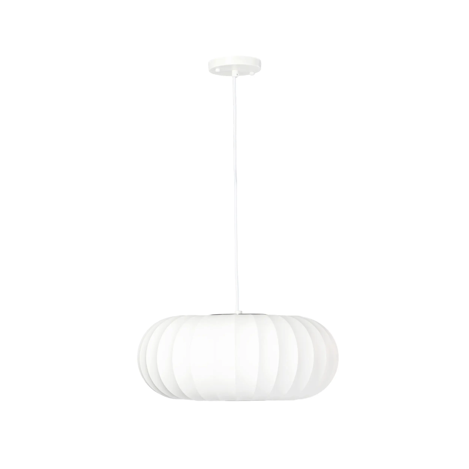 Candeeiro suspenso em tecido branco, Ø 45 cm, com design segmentado Kyoto