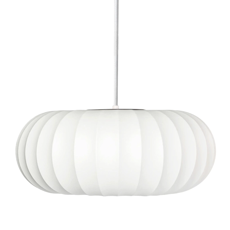 White Fabric Pendant Light Ø45 cm with Segmented Design Kyoto