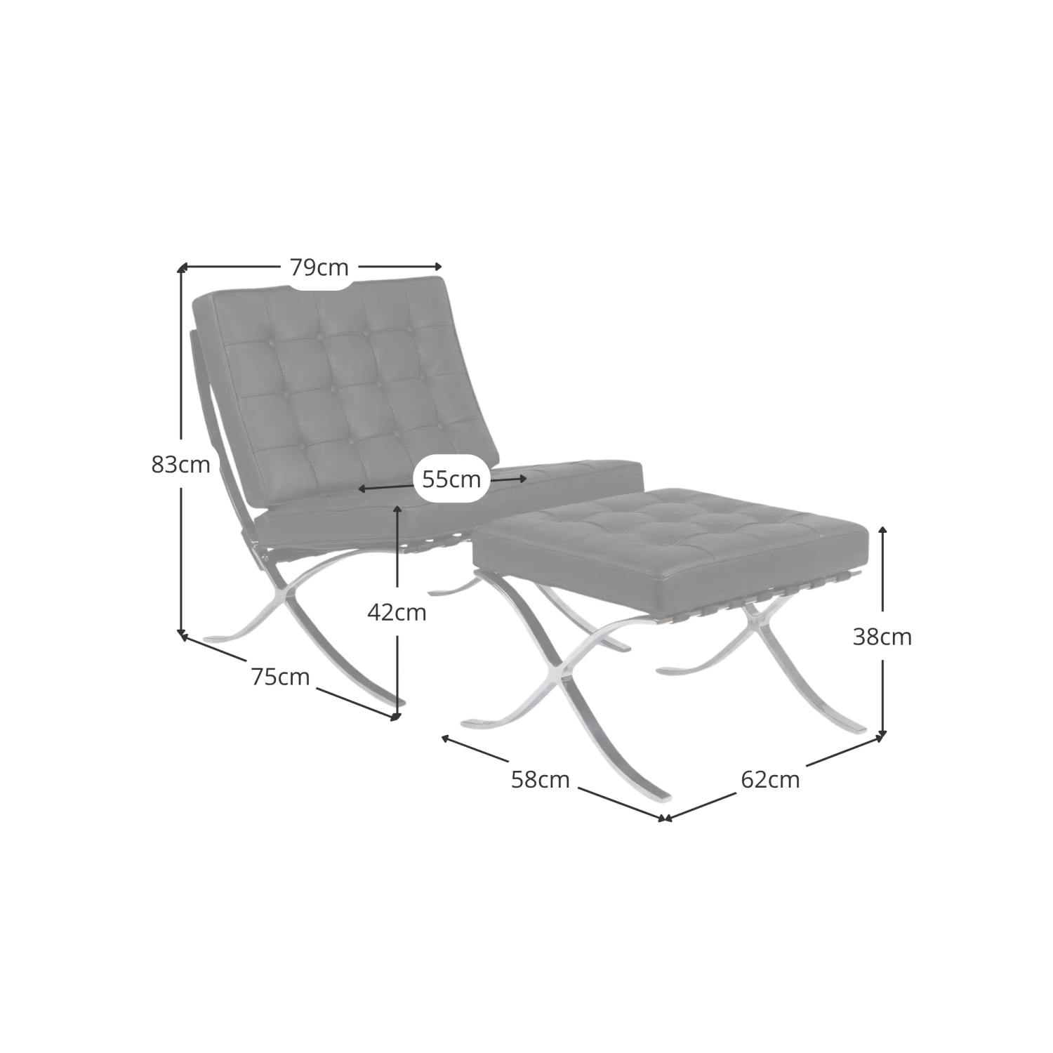 Barcelona Chair with Footrest in synthetic leather - Mueble Design