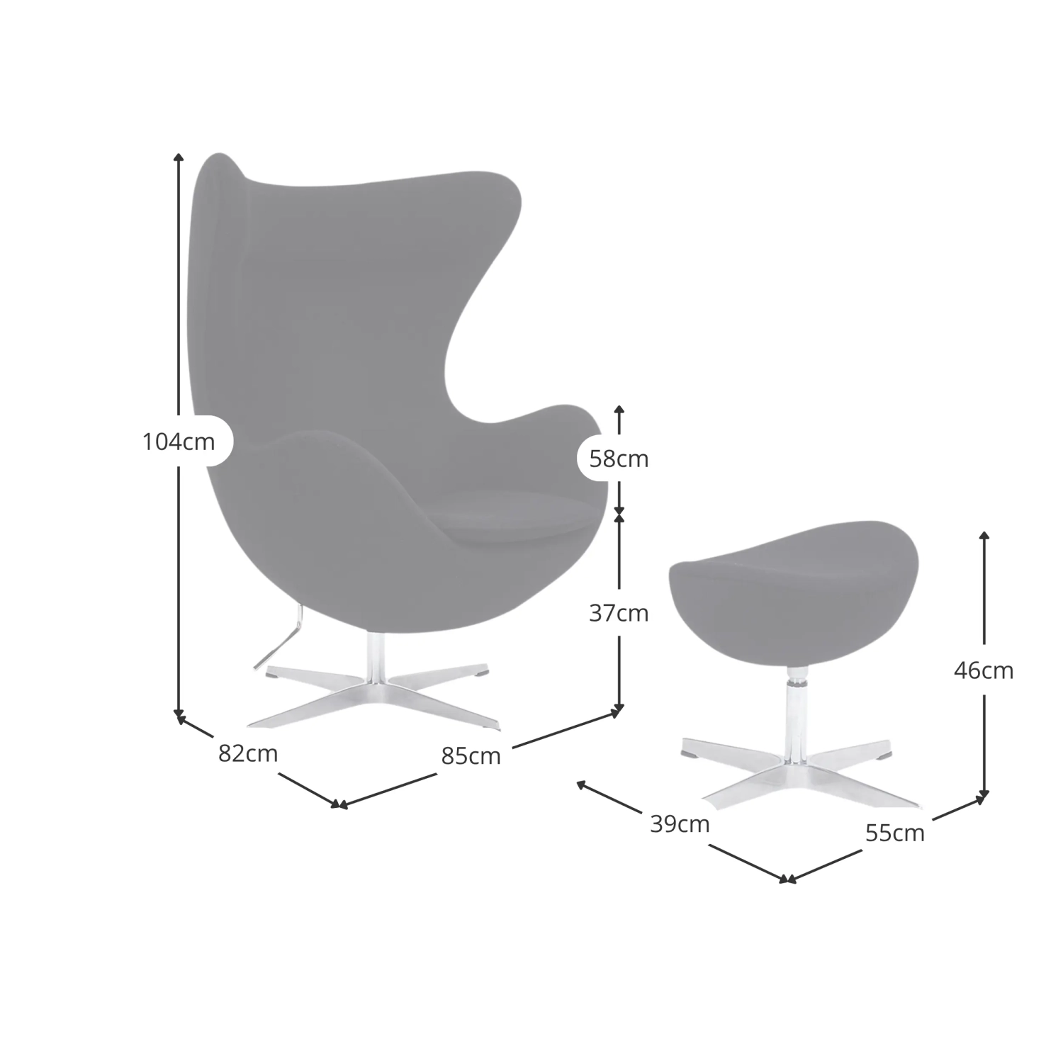 Silla Egg Chair con Reposapies - Sillones Modernos - Mueble Design