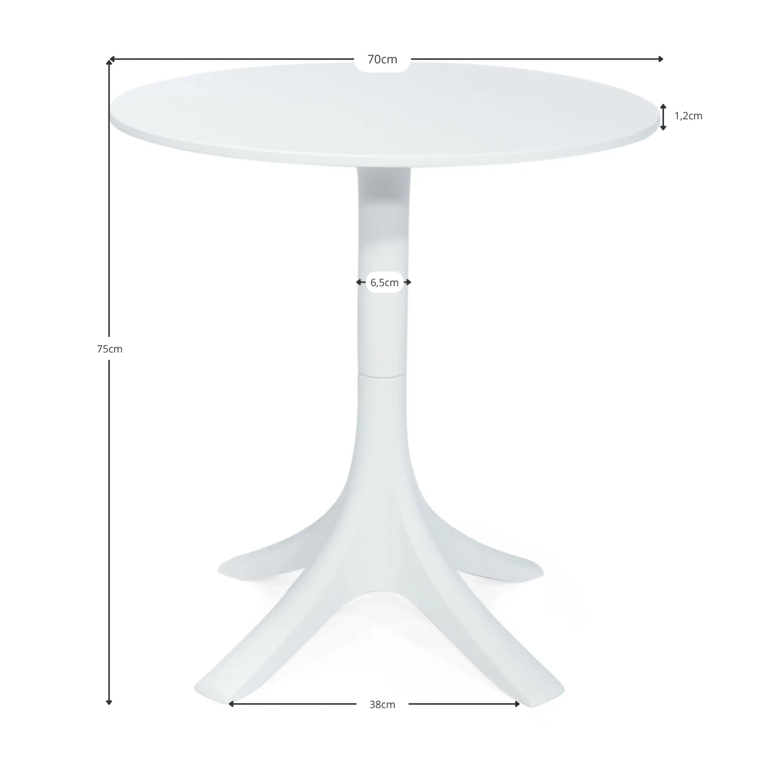 Mesa de jantar redonda em polipropileno (70 cm de diâmetro) - Mesas de exterior de design