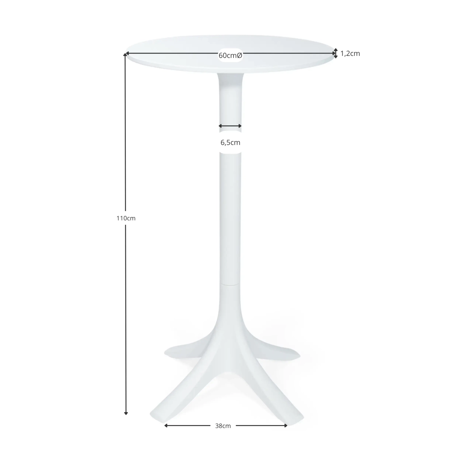 Barcelona high outdoor table, 60 cmø - Designer outdoor tables