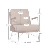 Sillón Industrial Daneu tapizado en algodón-Sillon de madera-Mueble Design