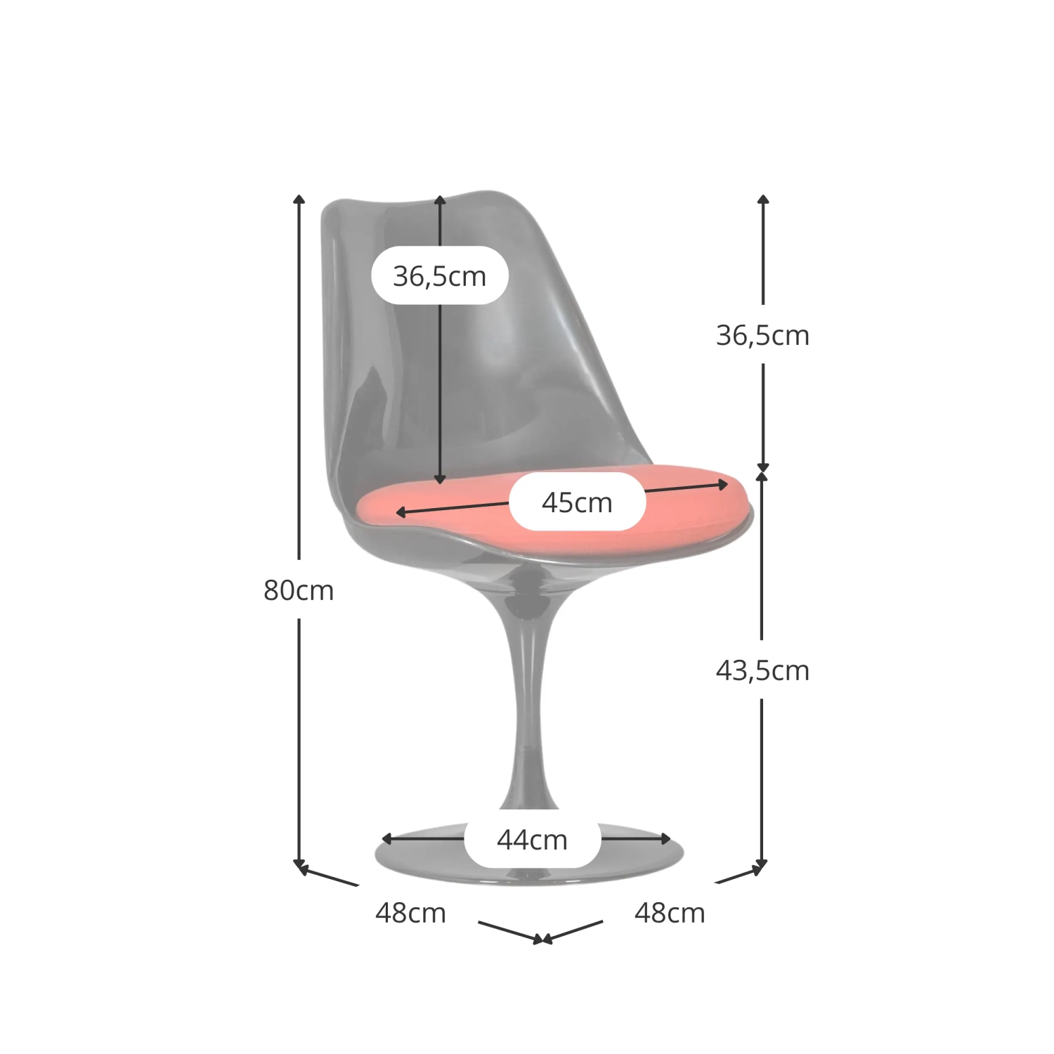 Réplica de la silla Tulip , totalmente negra - Sillas de diseño - Mueble Design
