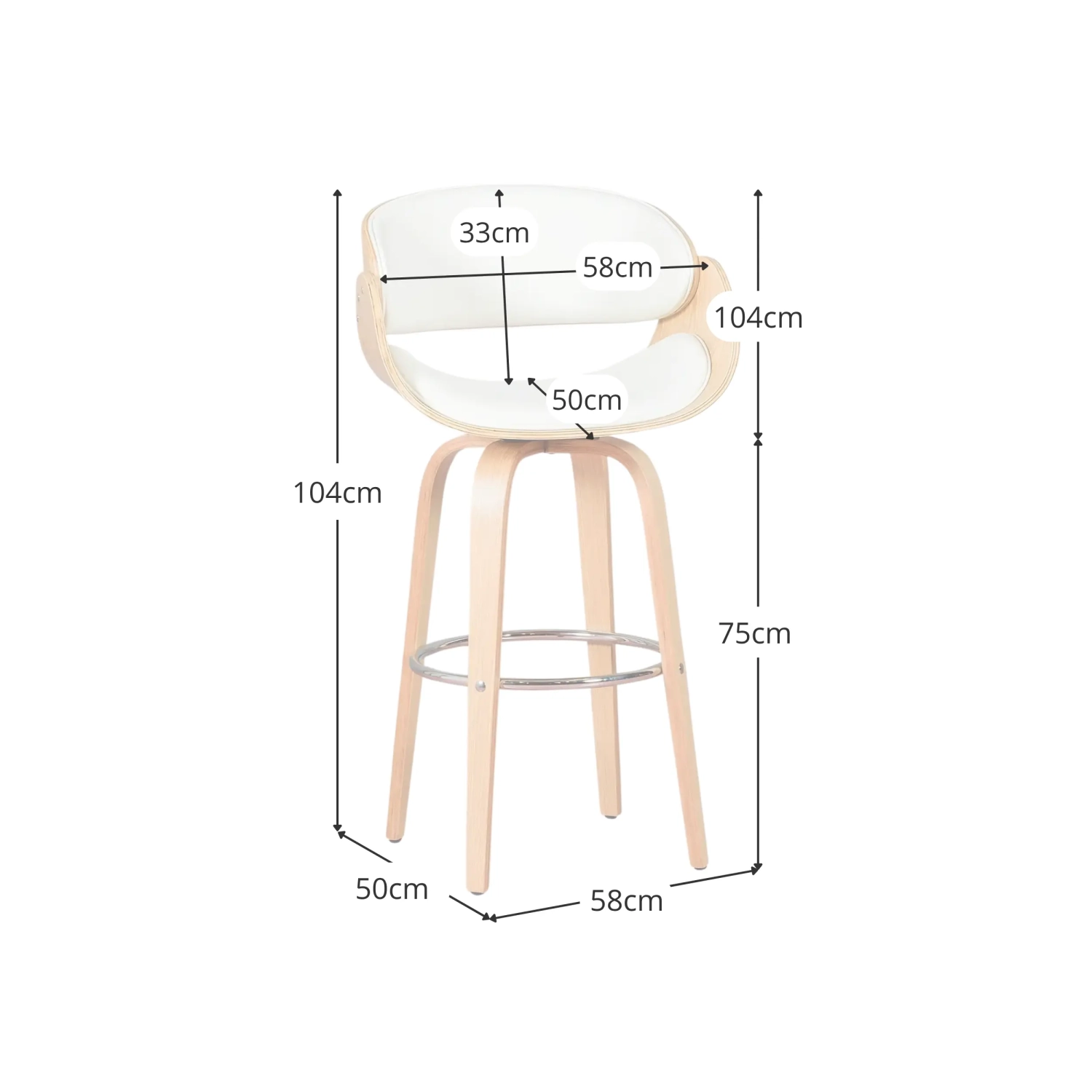 Burrow stool with leatherette cushion - Wooden stools - Mueble design