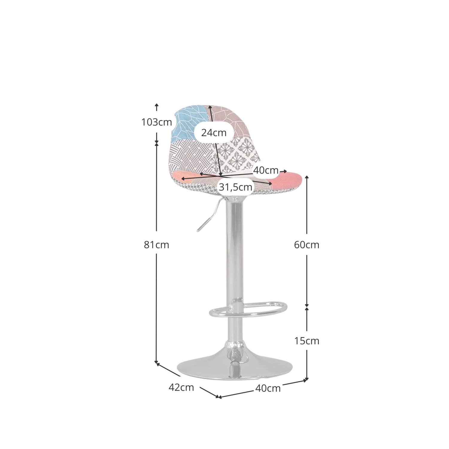 Taburete regulable patchwork - Taburetes de bar - Mueble Design