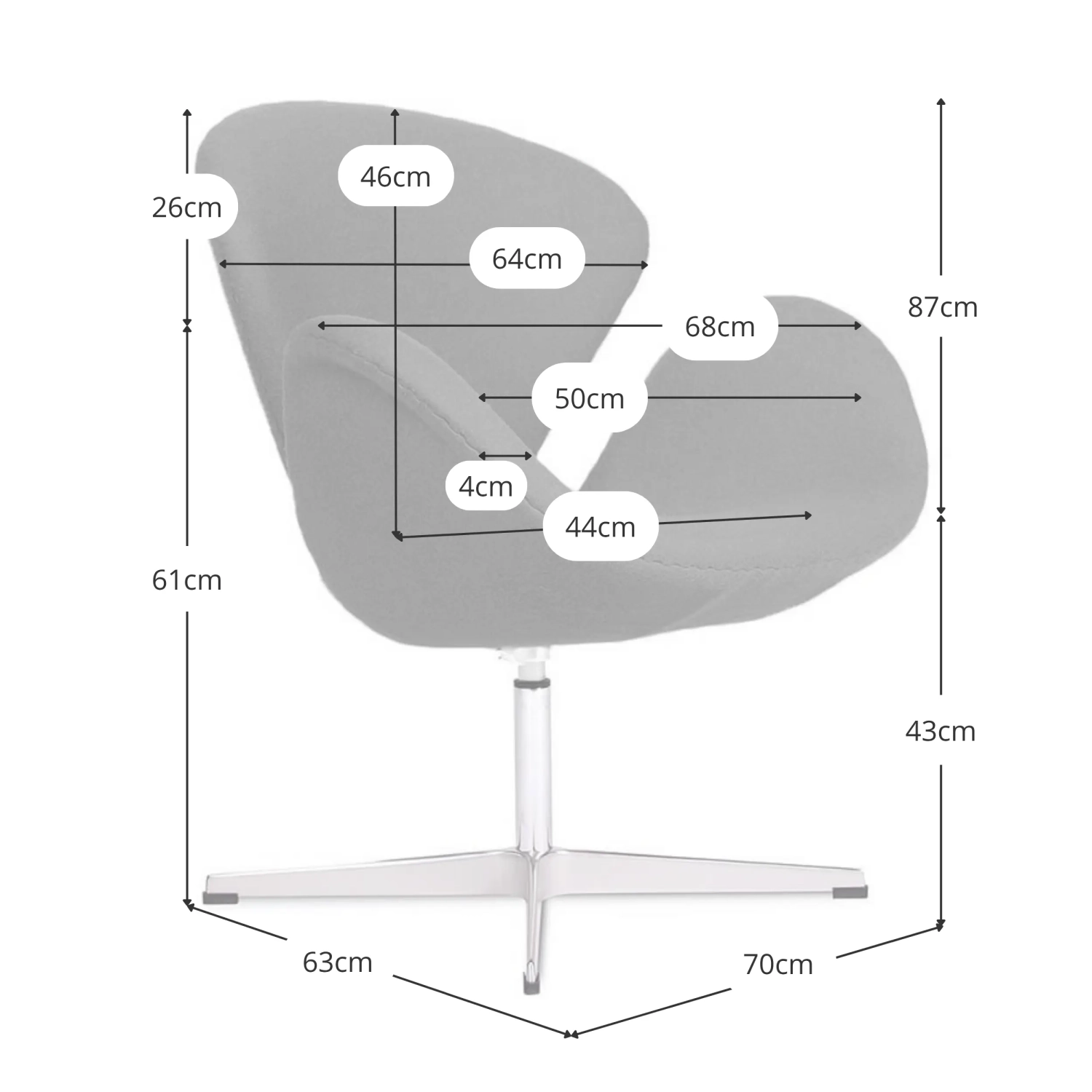 Replica Swan Chair in Cashmere - Modern Armchairs | MuebleDesign