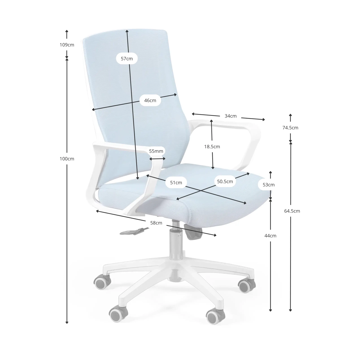 Silla de Oficina Ergonómica Con Reposabrazos  - Mueble Design
