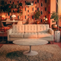 Venice sofá de 3 lugares em pele italiana | Florence Design inspirado em Knoll