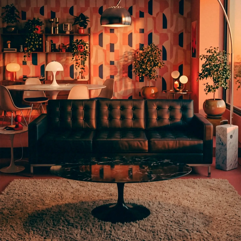Venice sofá de 3 lugares em pele italiana | Florence Design inspirado em Knoll