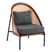 Robin Stuhl aus natürlichem Rattan und stilvollem Baumwollkissen skandinavisch