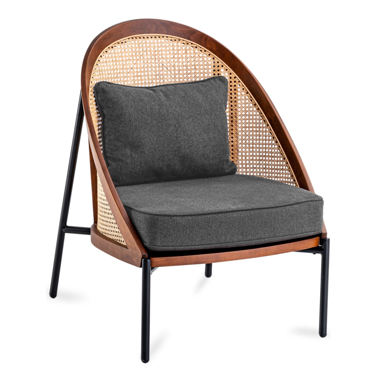 Robin-tuoli luonnon rottinkia ja tyylikäs puuvillatyyny skandinaavinen