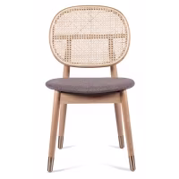 Silla Marsh en Ratán Natural y Cojín de Algodón estilo vintage