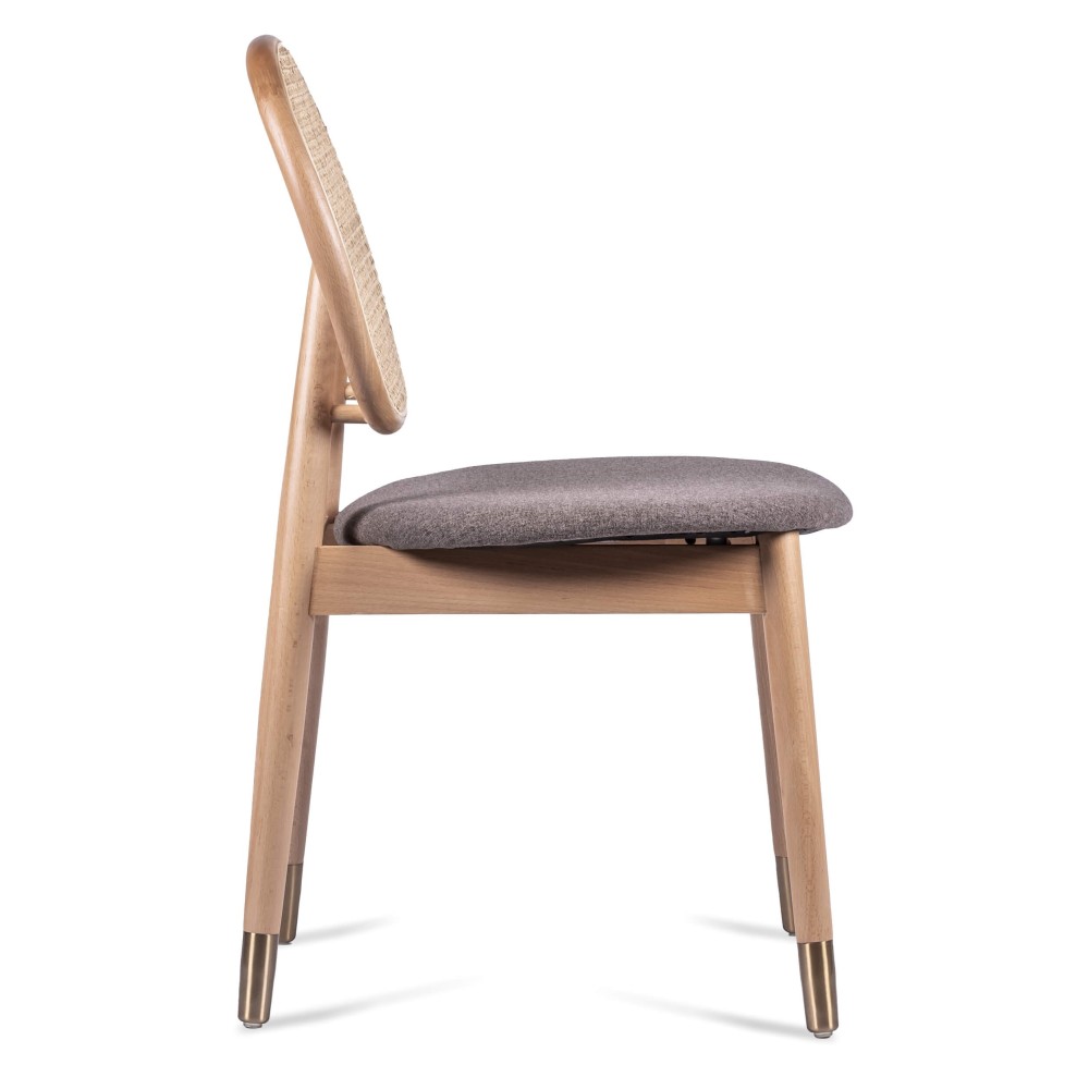 Cadeira Marsh em Rattan Natural e Almofada de Algodão Estilo Vintage