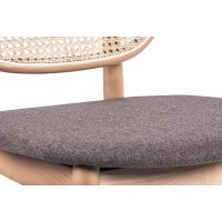 Cadeira Marsh em Rattan Natural e Almofada de Algodão Estilo Vintage