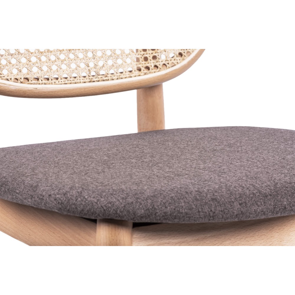 Cadeira Marsh em Rattan Natural e Almofada de Algodão Estilo Vintage