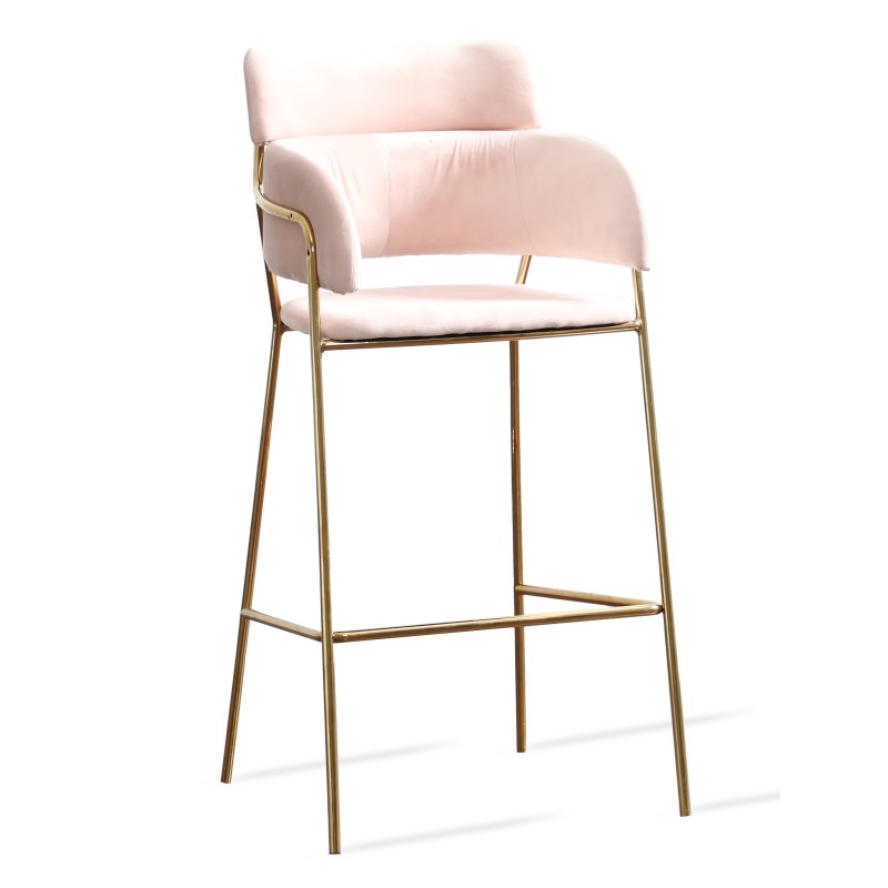 Hoher gepolsterter Hocker mit goldenen Beinen