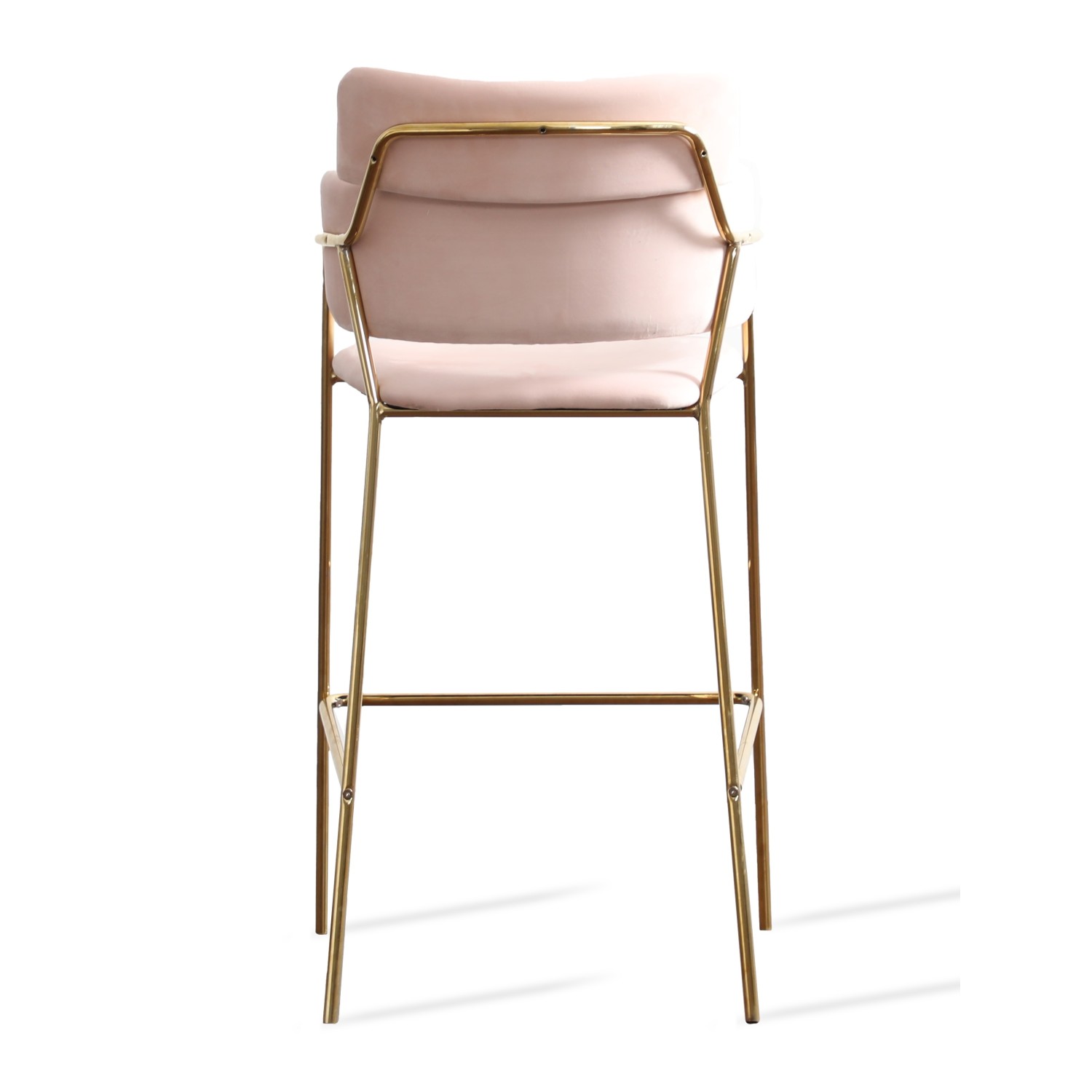 Hoher gepolsterter Hocker mit goldenen Beinen