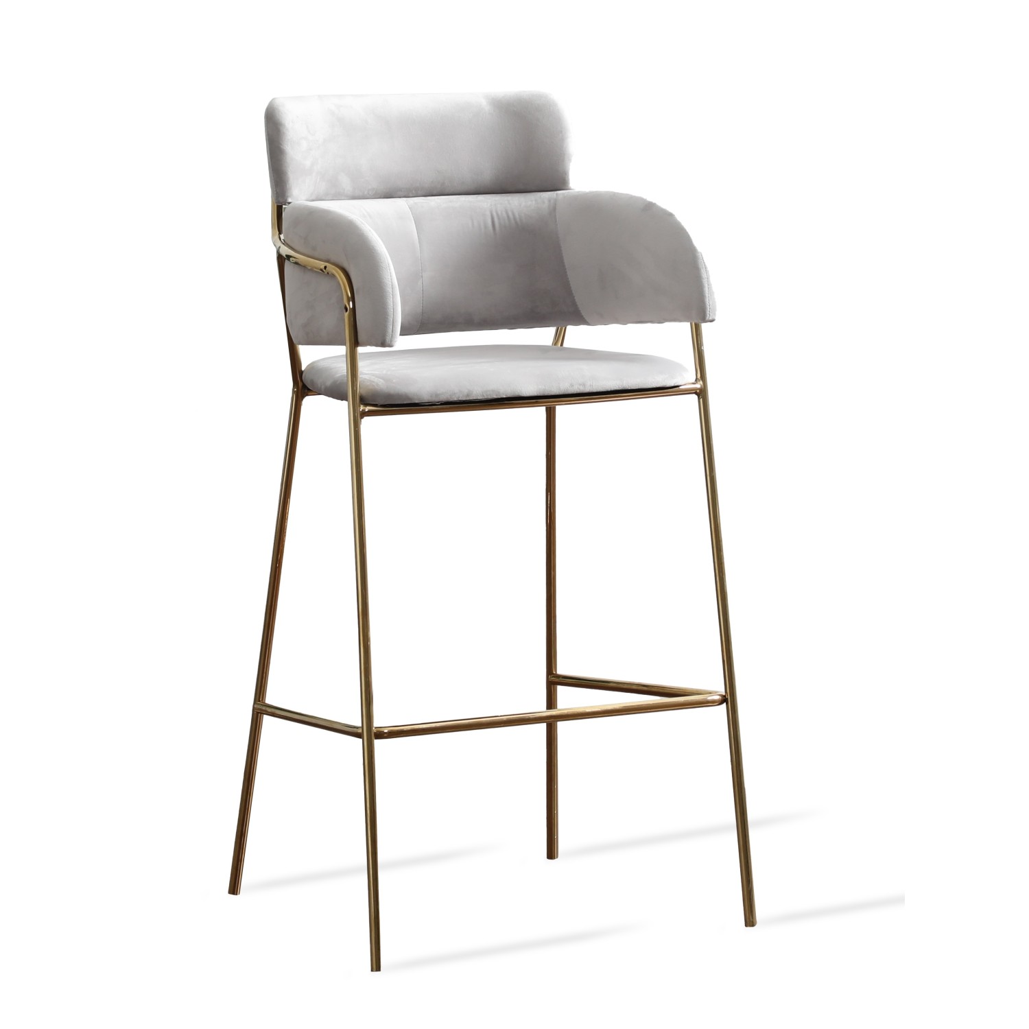 Hoher gepolsterter Hocker mit goldenen Beinen