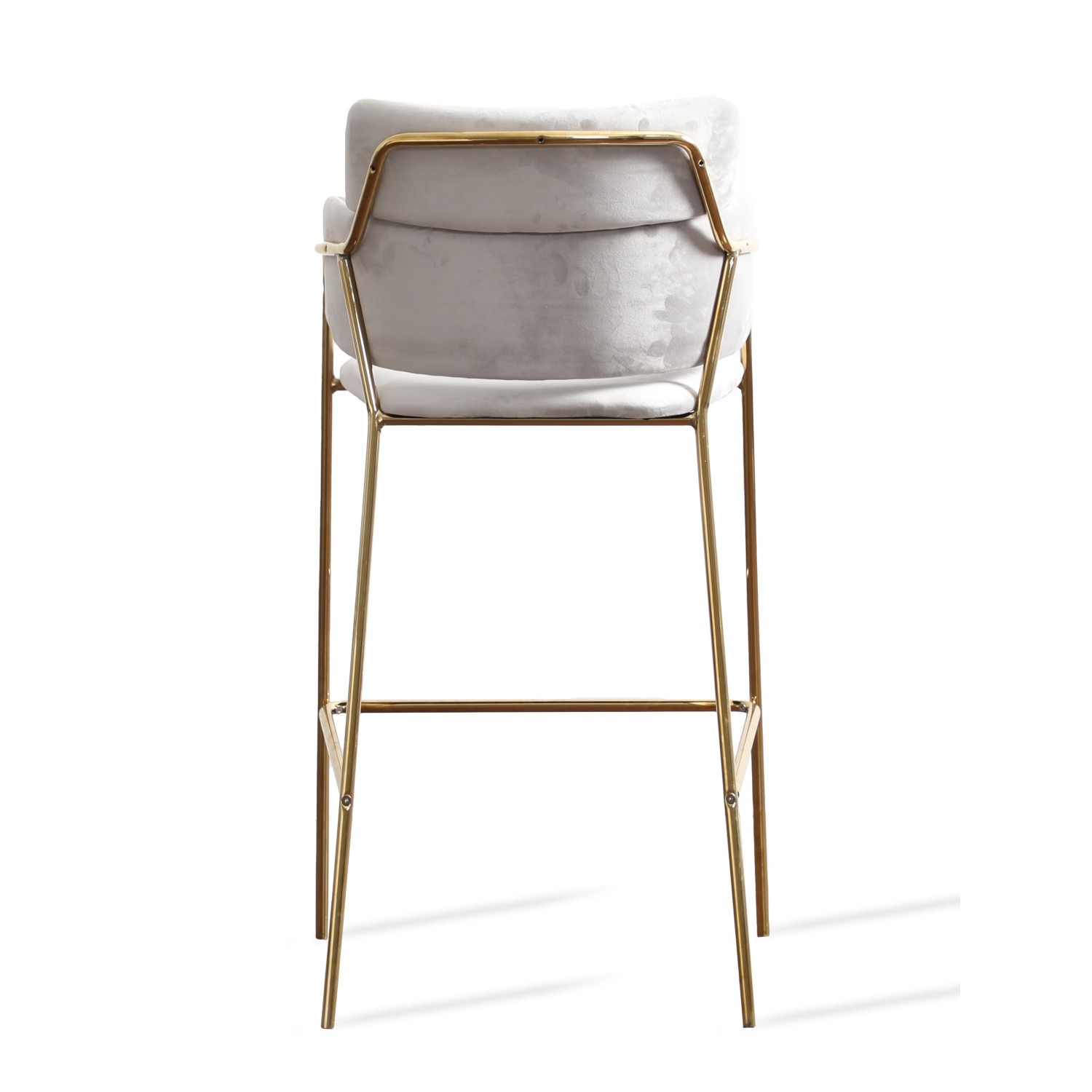Hoher gepolsterter Hocker mit goldenen Beinen