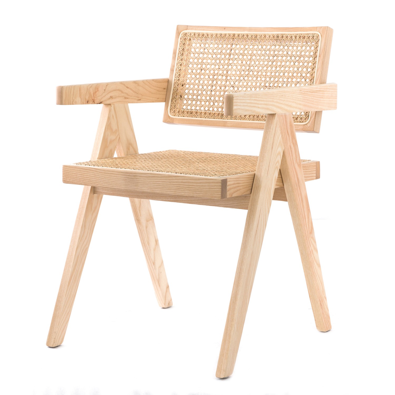 Replica Chandigarh stoel met armen door ontwerper Pierre Jeanneret 