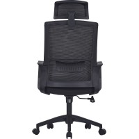 Cadeira de escritório de malha com encosto alto preto edição em malha de fibra