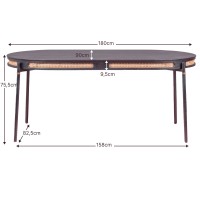 Glorious dining table 180cm in natural rattan