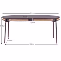 Mesa de comedor Glorious 180cm en ratán natural