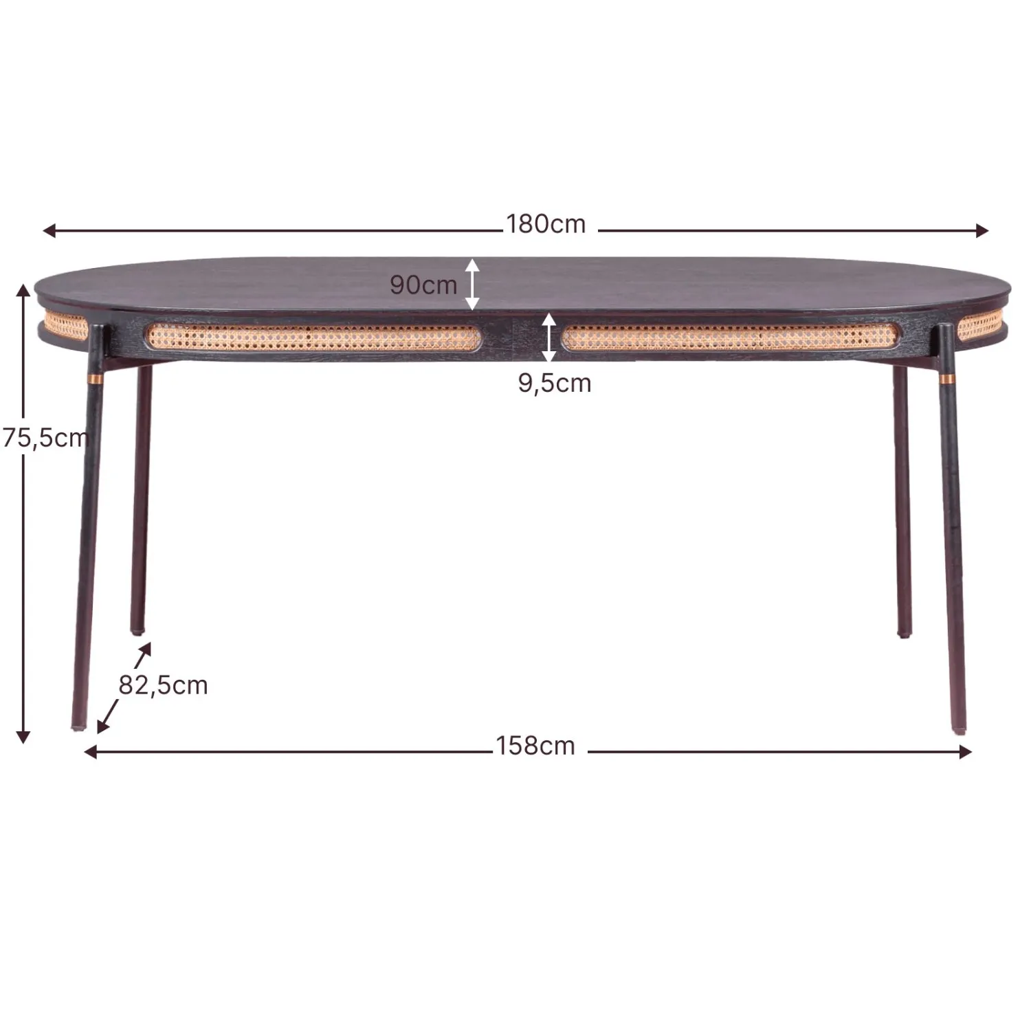 Mesa de comedor Glorious 180cm en ratán natural