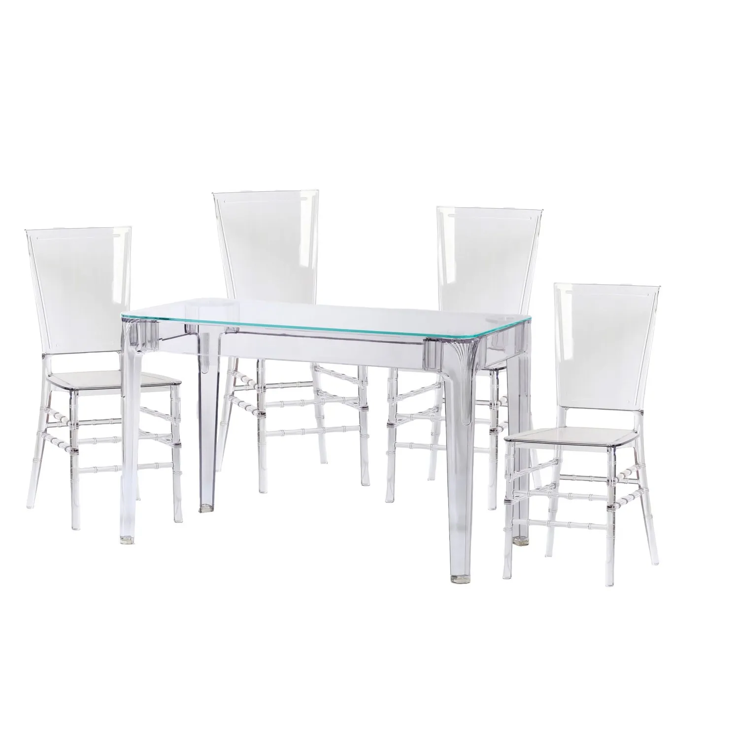 Pack Mesa Ghost 120cm Y 4 Sillas Felipe Ghost