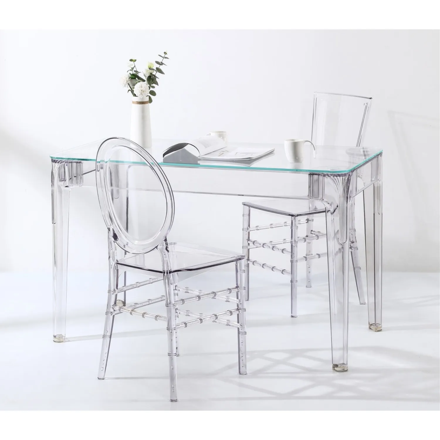 Pack Mesa Ghost 120cm Y 4 Sillas Felipe Ghost