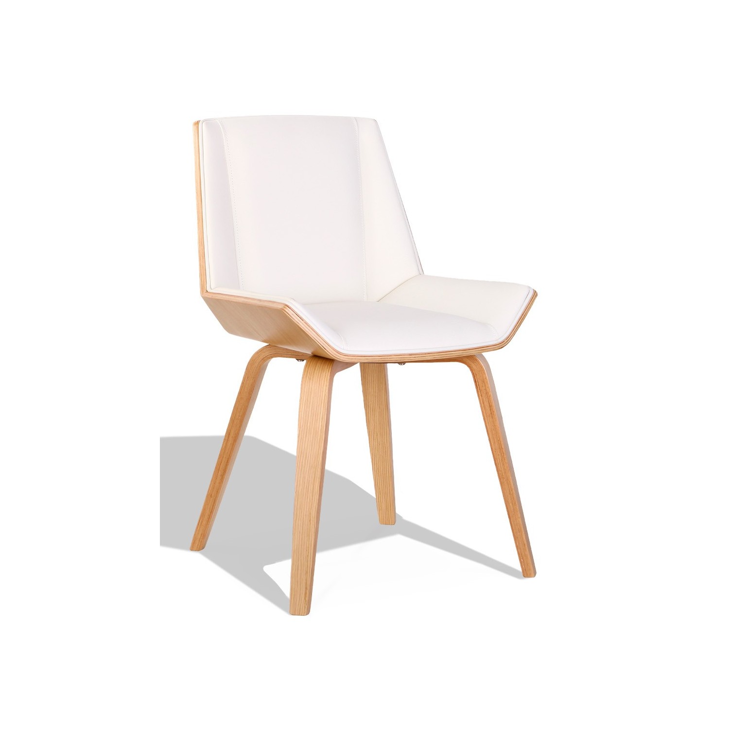 Nordic Plywood S-stoel met kunstleer en kussen van esdoornhout