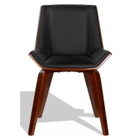 Cadeira Nordic Plywood S com almofada de couro sintético e nogueira