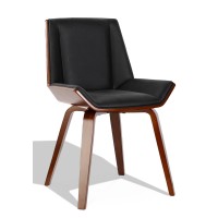 Cadeira Nordic Plywood S com almofada de couro sintético e nogueira