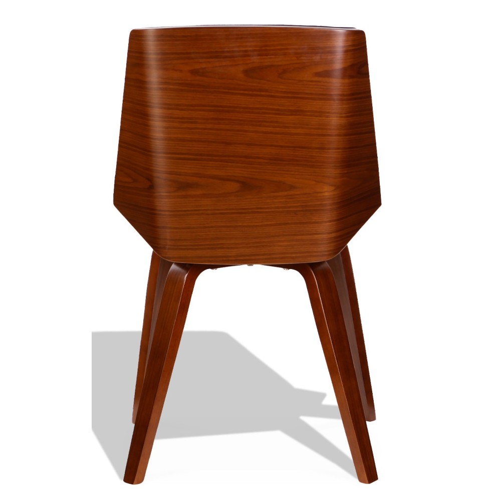 Cadeira Nordic Plywood S com almofada de couro sintético e nogueira