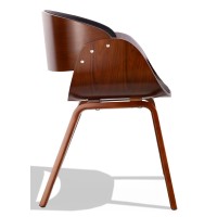 Cadeira Nordic Burrow S com almofada de couro sintético em madeira de nogueira