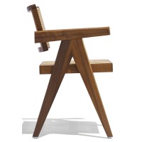 Sedia Compass con braccioli in legno di teak e rattan naturale