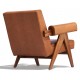 Sillón lounge Confort Compass en madera de teca y piel italiana