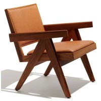 Komfort-Loungesessel Compass aus Teakholz und italienischem Leder