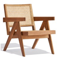 Compass loungestoel met armleuningen in teakhout en naturel rotan