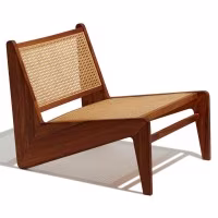 Sillón lounge Compass en madera de teca y ratán natural