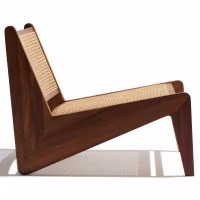 Sillón lounge Compass en madera de teca y ratán natural